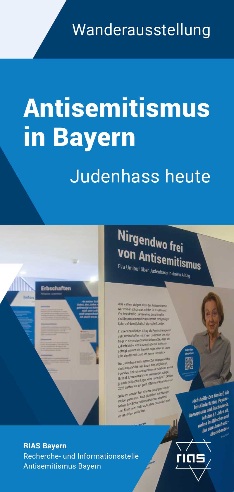 Titelseite: Flyer »Wanderausstellung – Antisemitismus in Bayern, Judenhass heute«